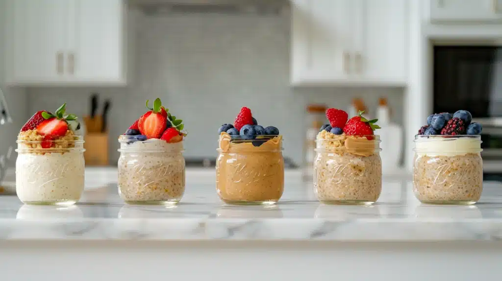 High Protein Overnight Oats 5 Easy Flavors (Meal Prep)