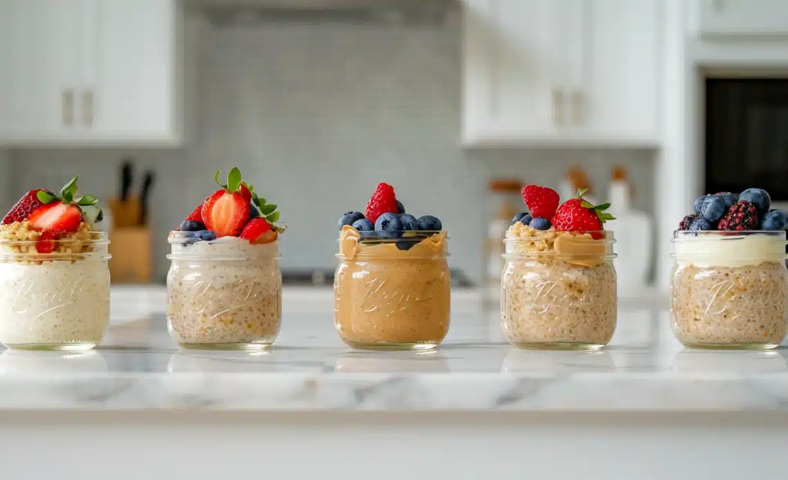 High Protein Overnight Oats 5 Easy Flavors (Meal Prep)