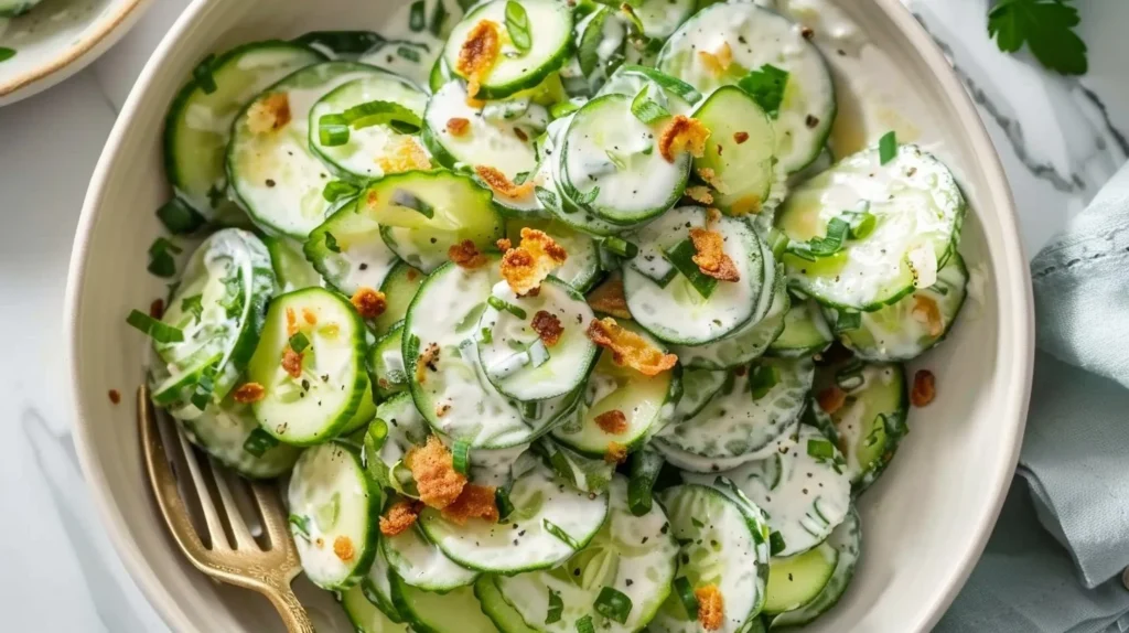 Crispy Cucumber Ranch Salad with fresh vegetables and creamy dressing