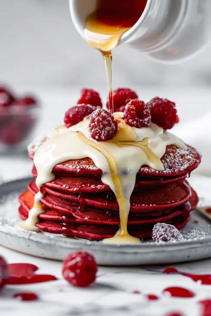 Fluffy Red Velvet Pancakes