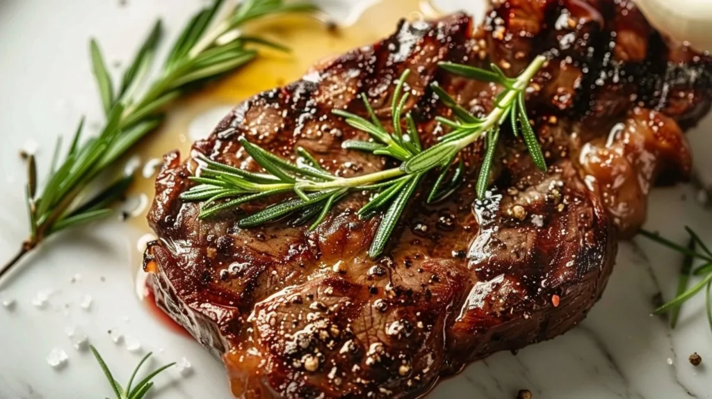 Perfectly pan-seared steak with a golden crust and juicy interior