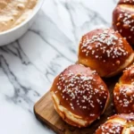 Delicious Beer Pretzel Bites served with mustard dipping sauce