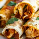 Honey BBQ slow cooker chicken taquitos on a platter