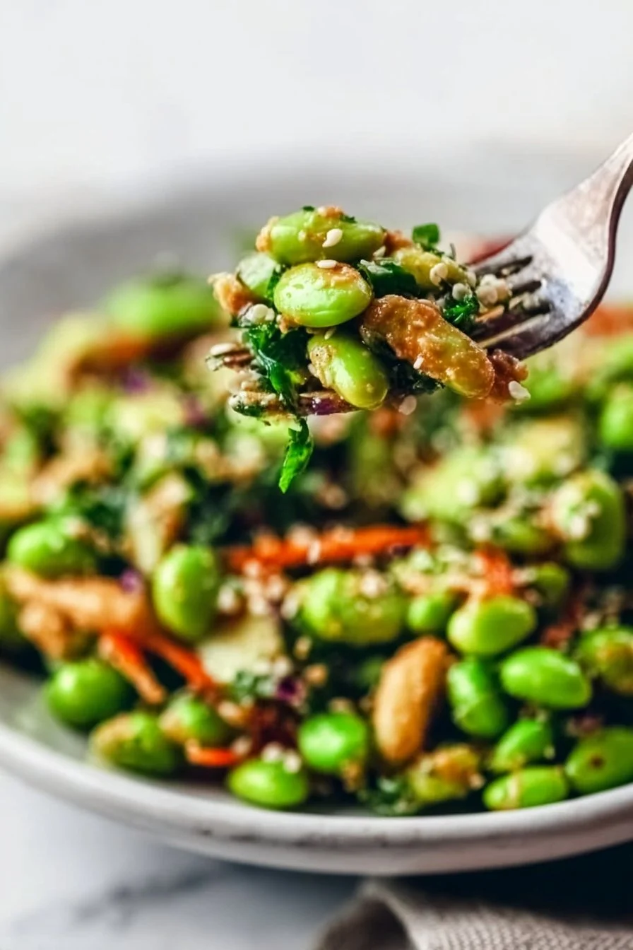 Vegan Edamame Salad with Ginger-Peanut Dressing